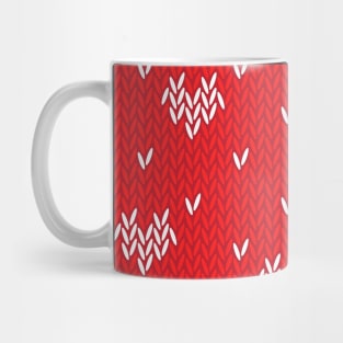 Red & White Knitted Hearts Mug